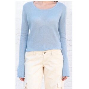 Brandy Melville Andi Scoop-Neck Long Sleeve Rolled Trim Mohair Blend Sweater